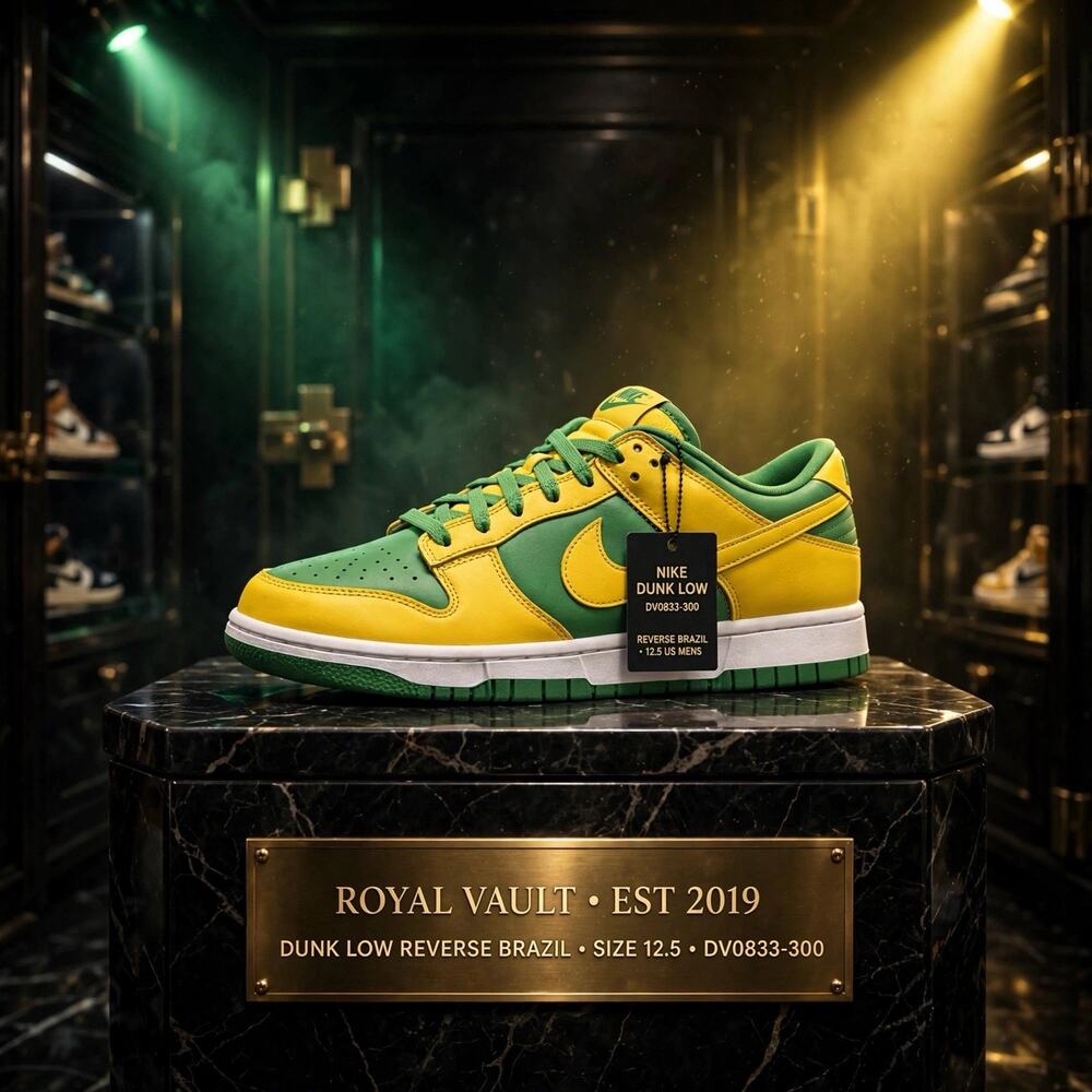 Size 12.5 - Nike Dunk Low Reverse Brazil DV0833-300 Apple Green Yellow
